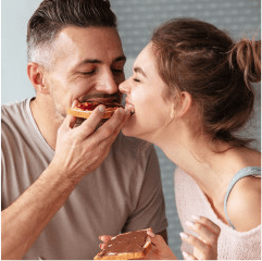 Couple sharing a waffle